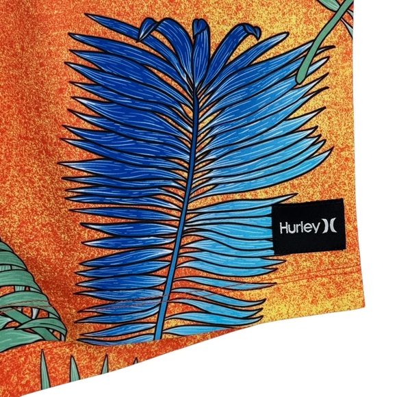 Hurley La Palma 20 in. Boardshorts Light Zitron Men's 29 Orange Blue Leaves NEW - Picture 7 of 11